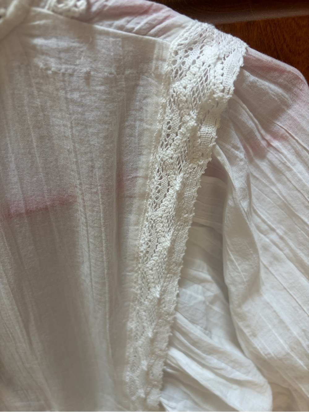 White Lace-Trim Peasant Blouse - Picture 3 of 11